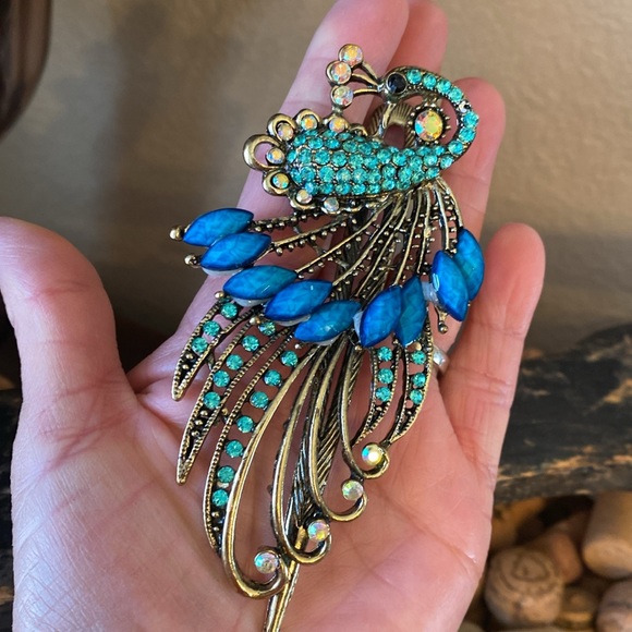 NWOT Extra Large Peacock clip/brooch - Picture 3 of 8